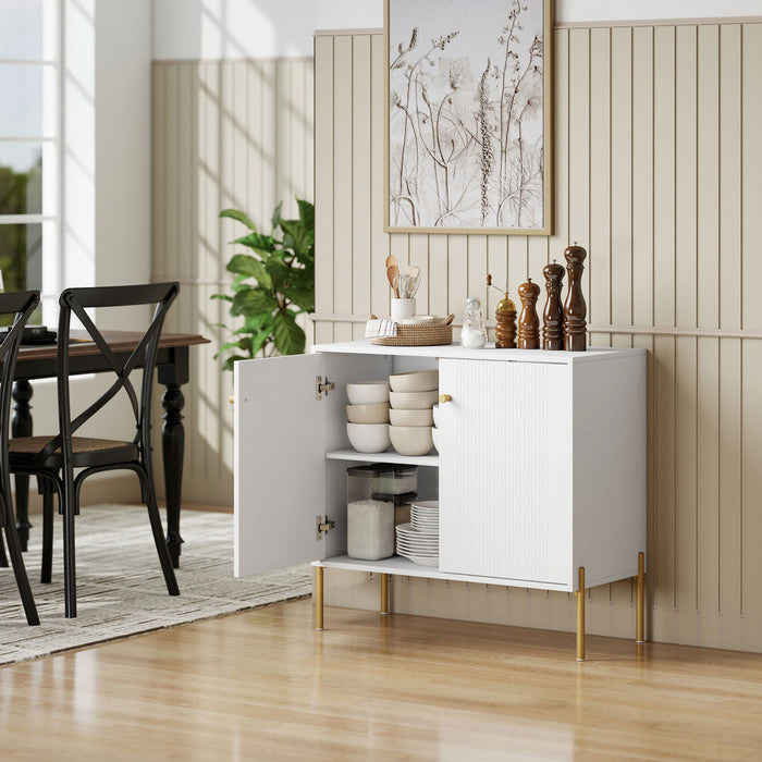 HOMCOM Sideboard with Fluted Doors, 32\" Modern Buffet Cabinet, White