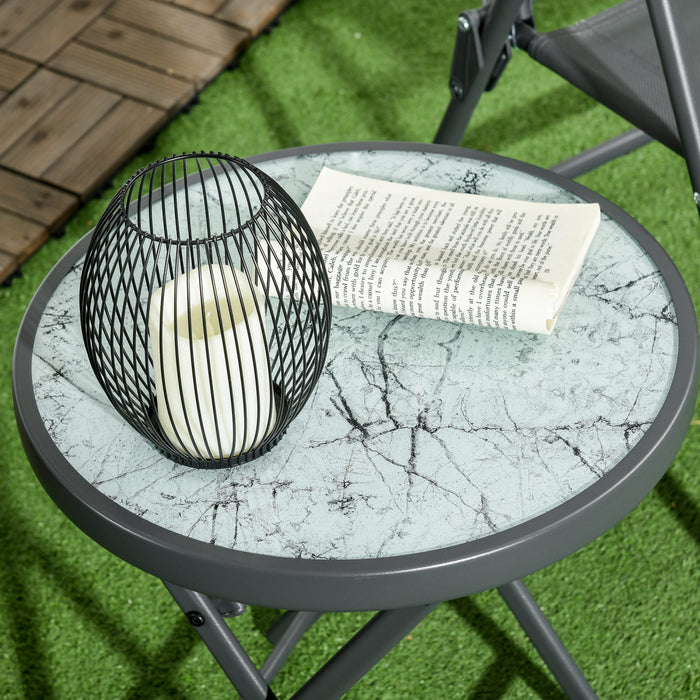 Outsunny 18\" Outdoor Folding Table With Tempered Glass Top, White