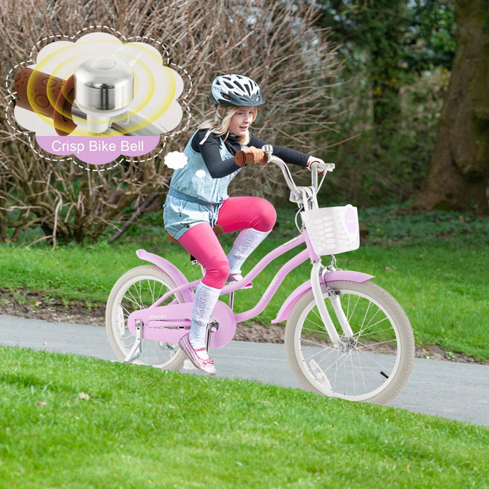 Costway 18\" Kids Bike Toddler Bicycle Withtraining Wheel Kickstand For 4-8 Years Purple