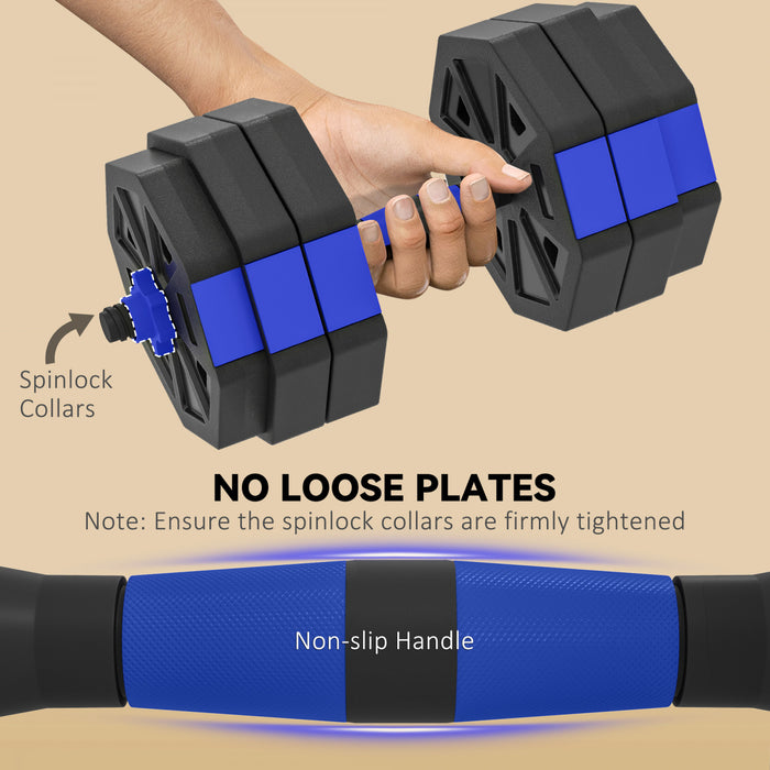 Soozier 6-in-1 Adjustable Dumbbell Set, 66lbs Free Weights Set, Blue