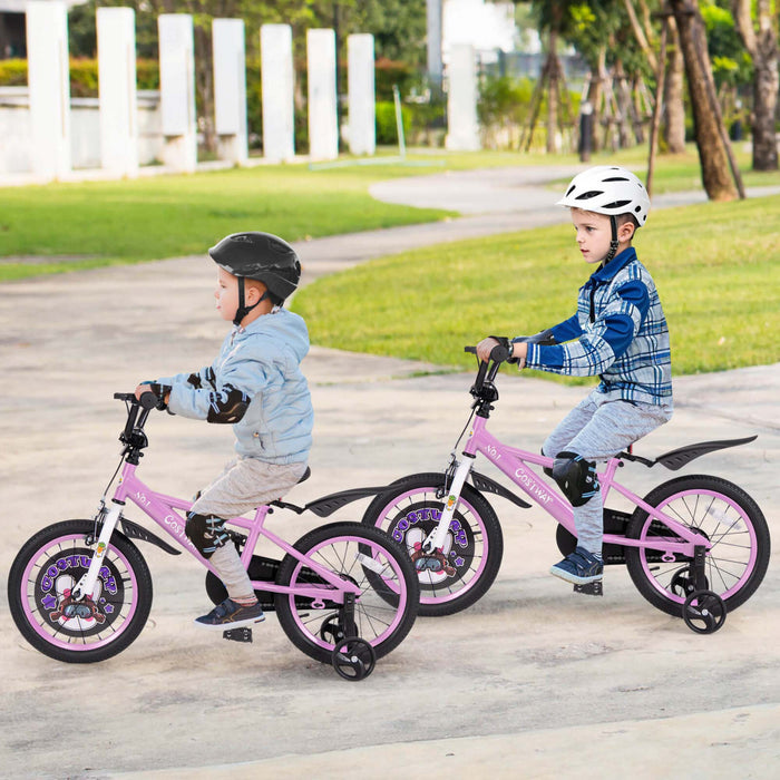 Costway 16\" Kid's Bike For 4-7 With Height-adjustable Handlebar & Saddle Handbrake Purple
