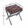 Liam Accent Stool with Tufted Cushion and Metal Legs,Dark Brown Accent Chair | Tabouret d’appoint Liam avec coussin capitonne et pieds en metal, couleur brun fonce