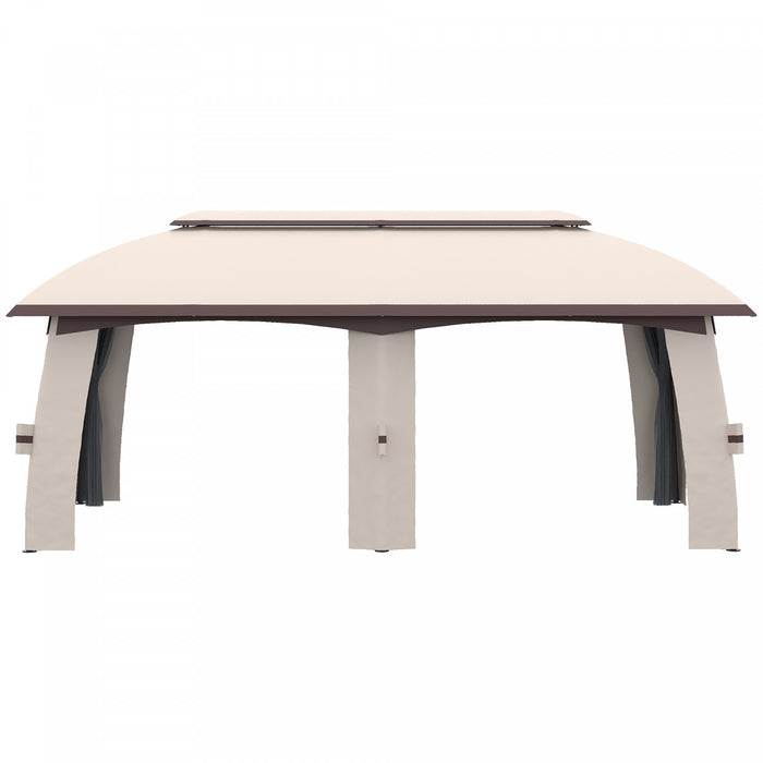 Outsunny 10' X 20' Patio Gazebo, Outdoor Gazebo Canopy Shelter With Netting, Vented Roof, Steel Frame For Garden, Lawn, Backyard And Deck, Beige