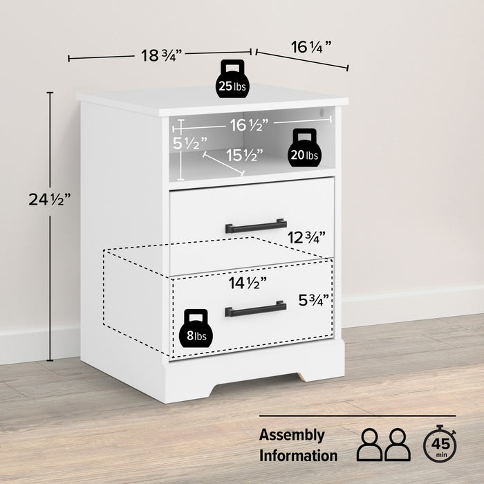 Prepac Rustic Ridge Farmhouse 2-Drawer Nightstand - White