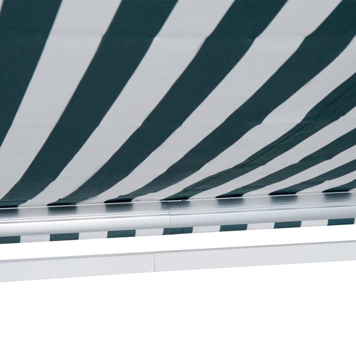 Outsunny 10' X 8' Manual Retractable Awning Shelter W/ Crank, Green Stripe