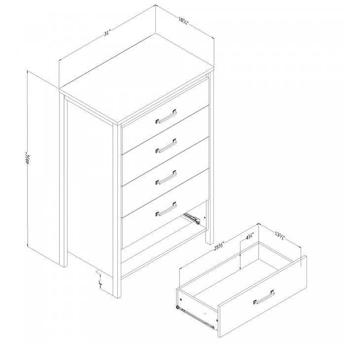 Gravity 5-drawer Chest - Pure White 