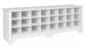 Twenty-Four Pair Shoe Storage Cubby Bench - White