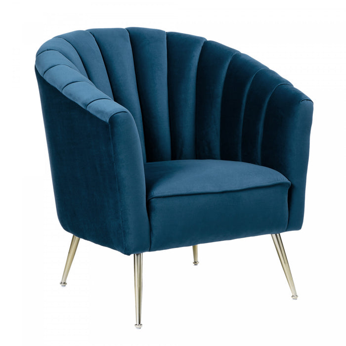 Rosemont Mid-Century Modern Velvet Accent Armchair in Blue - Set of 2
