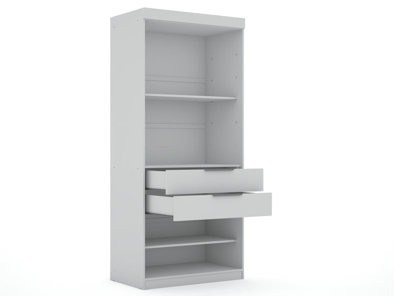 Mulberry Contemporary Modern 2-Piece Wardrobe Closet in White