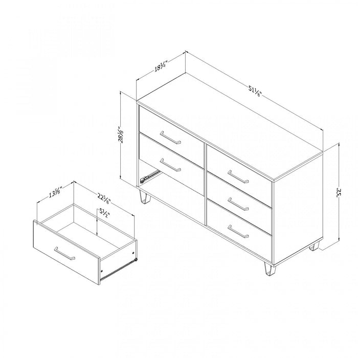 Arlen 6-drawer Dresser - Weathered Oak And Matte Black 