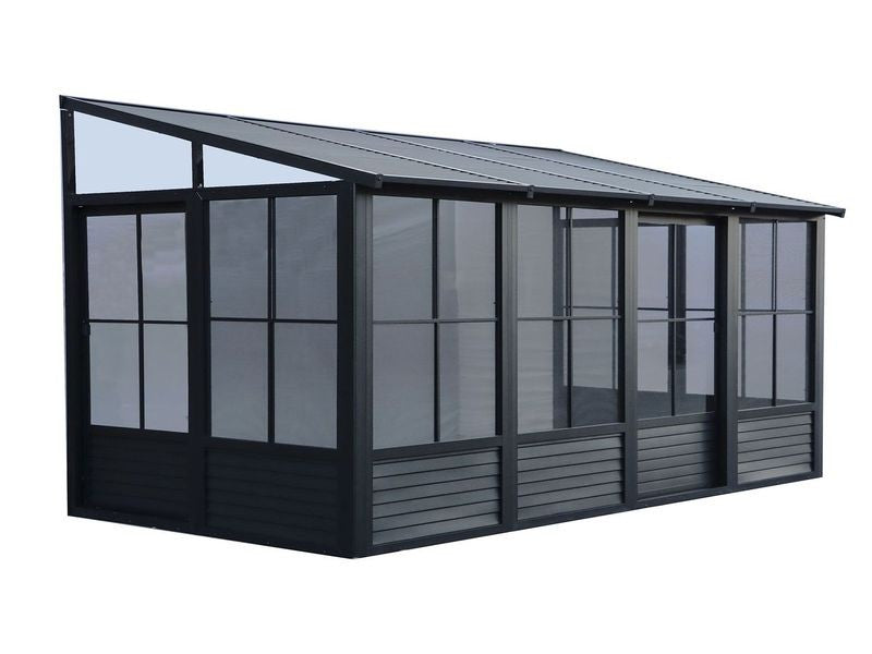 Florence - Wall Mounted Solarium 8x16 Metal Roof In Black