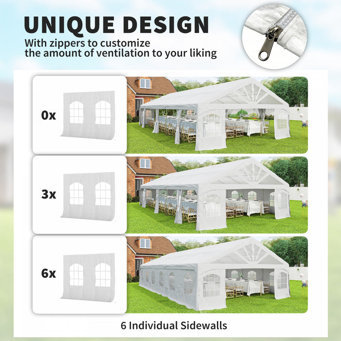 Outsunny 20' x 40' Heavy Duty Party Tent with 2 Doors and 20 Windows