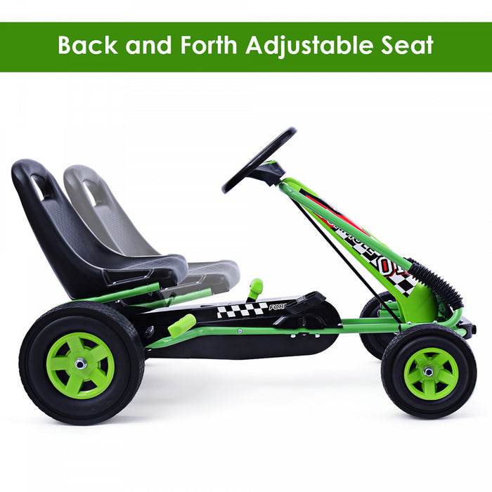 Costway Go Kart 4 Wheel Pedal Powered Kids Ride On Toy W/ Adjustable Seat Green