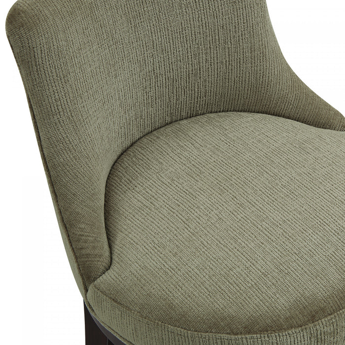 Lucia Modern Chenille Wood Upholstered Barstool in Leaf Green - Set of 2