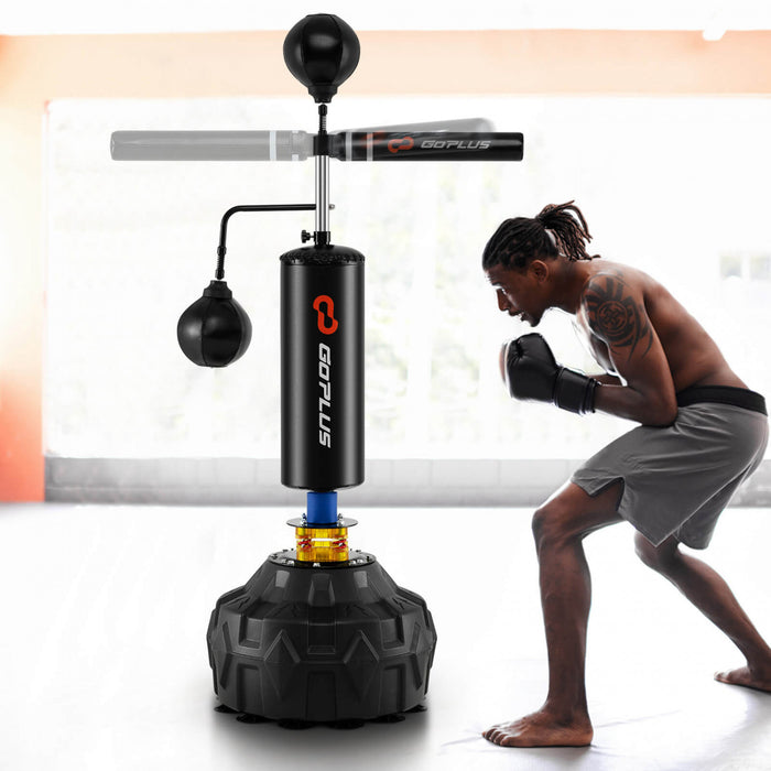 Goplus Boxing Speed Trainer Freestanding Fillable 360° Spinning Bar Adjustable Height