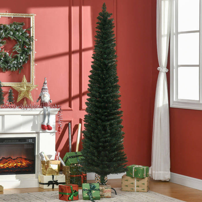 Homcom 7ft Artificial Christmas Tree Holiday Pencil Tree Indoor