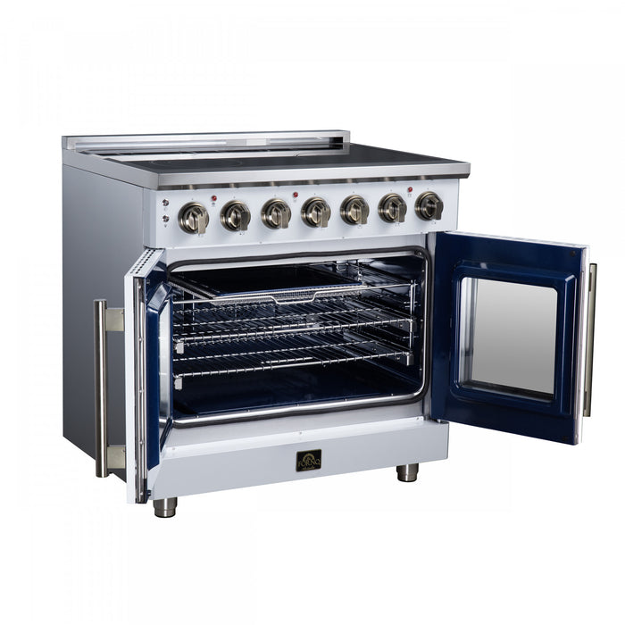Forno Massimo 36 Inch French Door Electric range, 5 radiant burners, 5.36 cu.ft., White - FFSEL6955-36WHT Electric Range