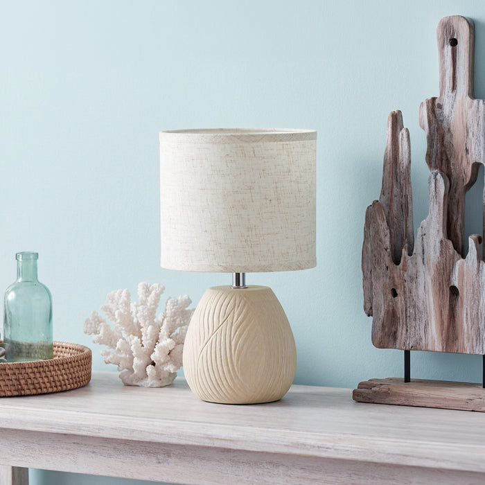 Marren Contemporary Textured Table Lamp, Beige, 12.5\"H