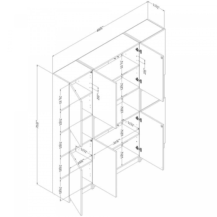 Liora Set Of Bookcase And 2 2-door Narrow Bookcases - Black Oak 