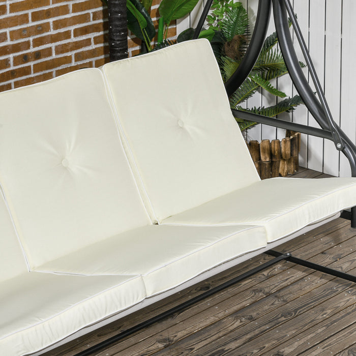 Outsunny 3 Seater Patio Swing Chair With Canopy Convertible Porch Swing Bed