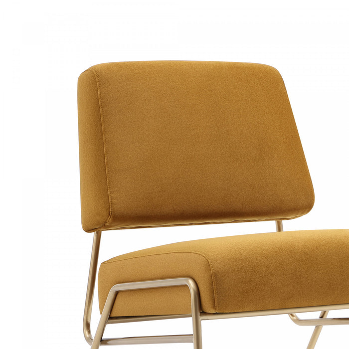 Serenity Contemporary Modern Metal Upholstered Lounge Chair in Mustard