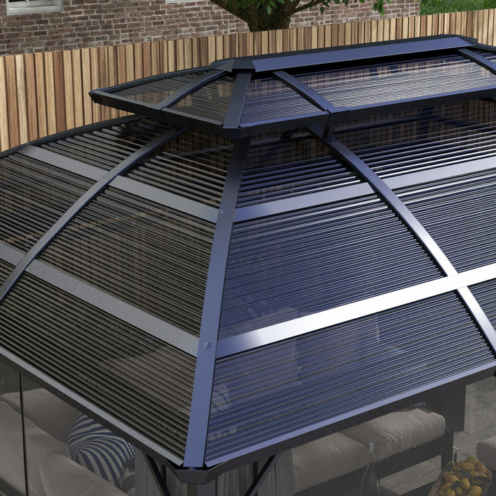 Outsunny 13' X 10' Patio Gazebo, Double Roof Outdoor Gazebo For Lawn, Black