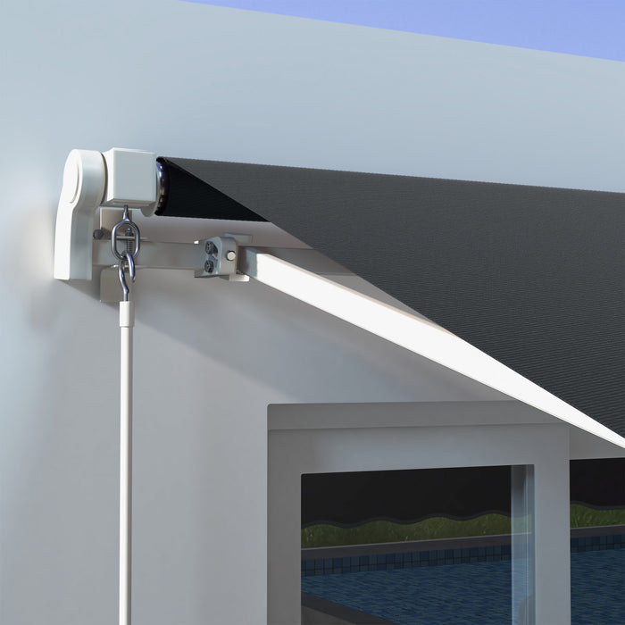 Outsunny 10' X 8' Retractable Awning With Led Lights, Uv40+, Dark Grey