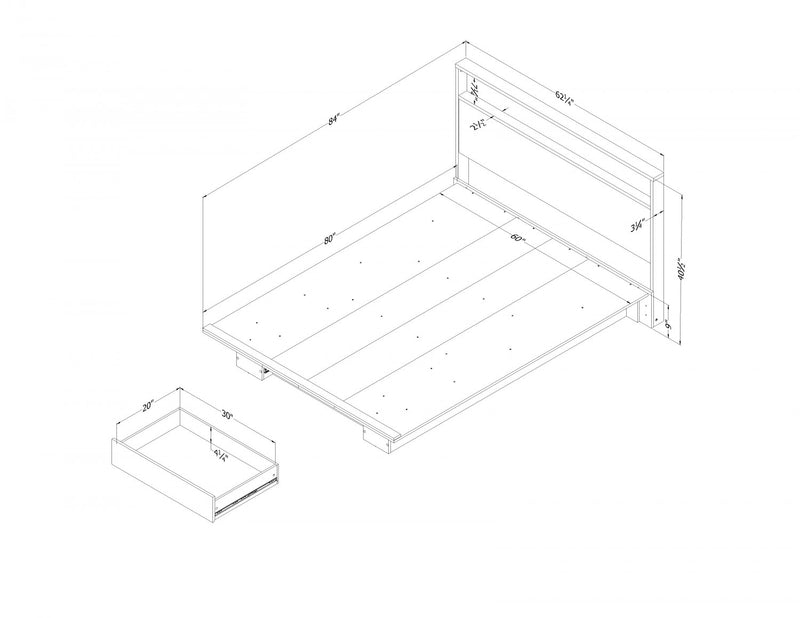 Holland Platform Bed And Headboard Set Natural Walnut - South Shore