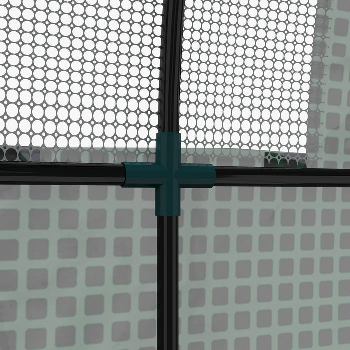 Outsunny 6' X 6' X 6.6' Tunnel Greenhouse With Doors And Mesh Windows, Walk-in Green House With Uv-resistant Pe Cover And Steel Frame, Garden Plants Growing Warm House Tent, Green