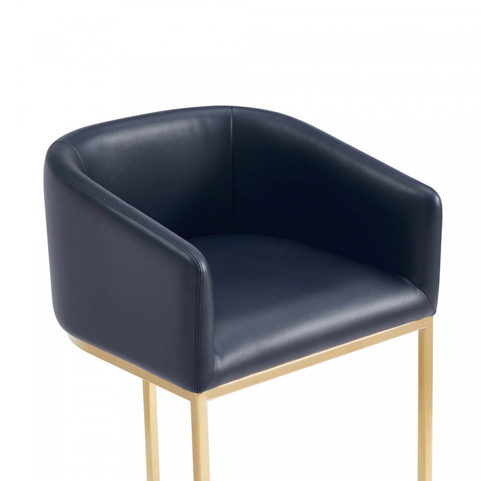 Louvre Mid-Century Modern Metal Upholstered Barstool in Black - Set of 3 Bar Stool