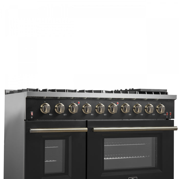 Forno Galiano 48-inch Gas Range Black, 6.58 cu.ft. Double Ovens - FFSGS6244-48WHT