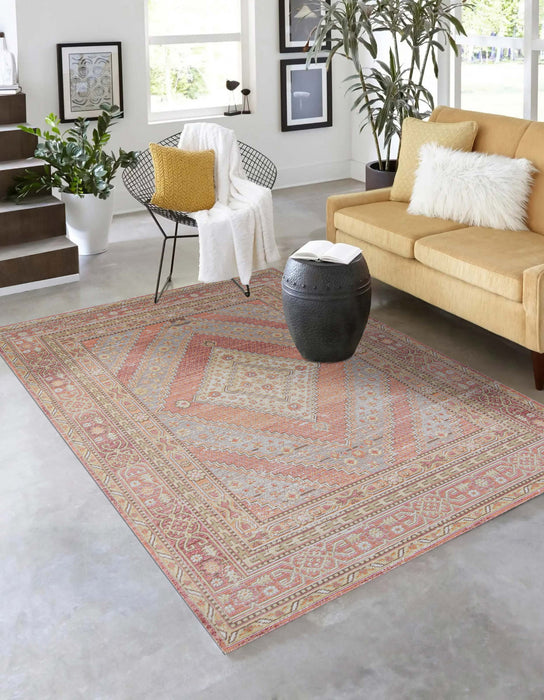 Poppy Traditional 5'3\" x 7'3\" Area Rug in Pink Indoor Area Rug