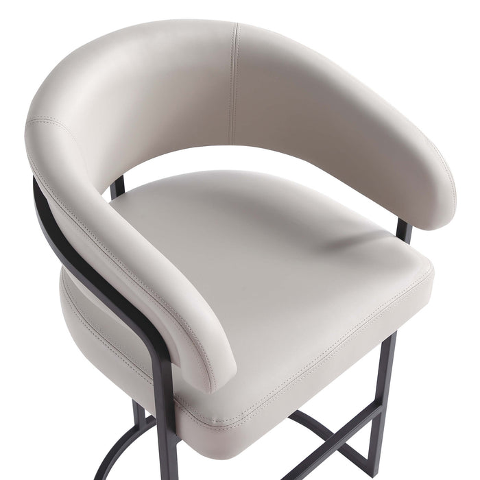 Augusta Modern Metal Upholstered Barstool in Light Gray - Set of 2