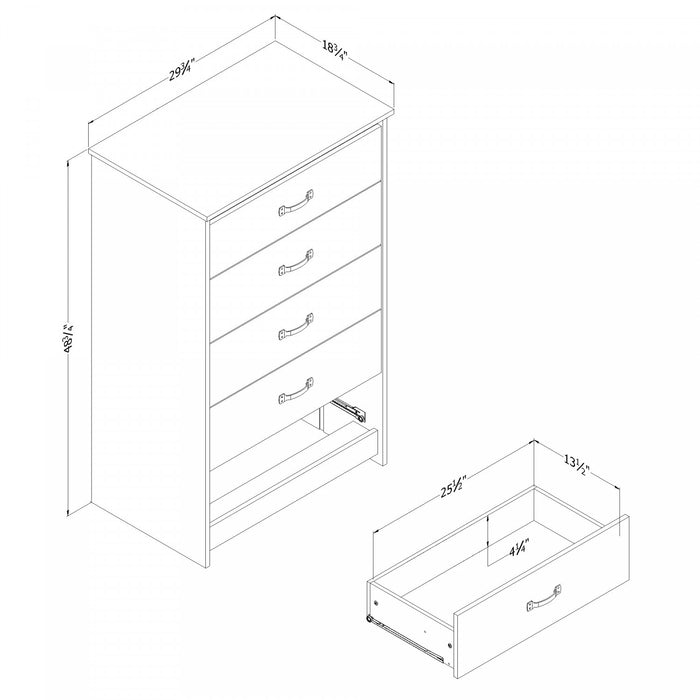 Tassio 5-drawer Chest - Nordik Oak 