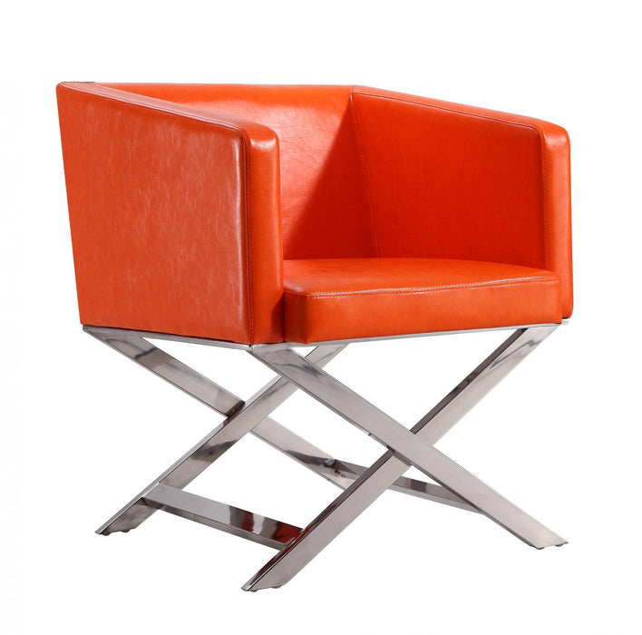 Hollywood Contemporary Vegan Leather Accent Armchair in Orange - Set of 2