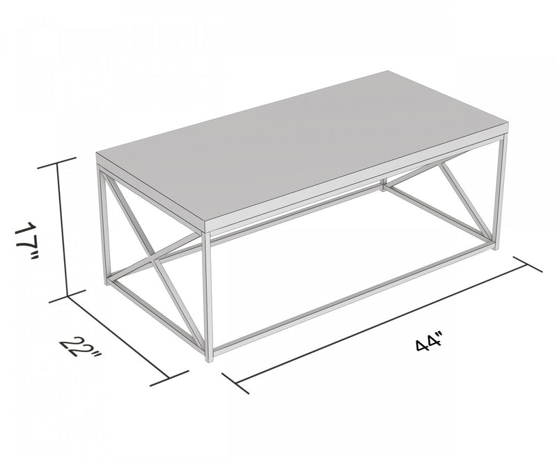 44\" Coffee Table Dark Grey Wood With Black Metal