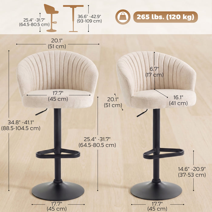 HOMCOM Bar Stools Set of 2, Adjustable Swivel Counter Height Barstools