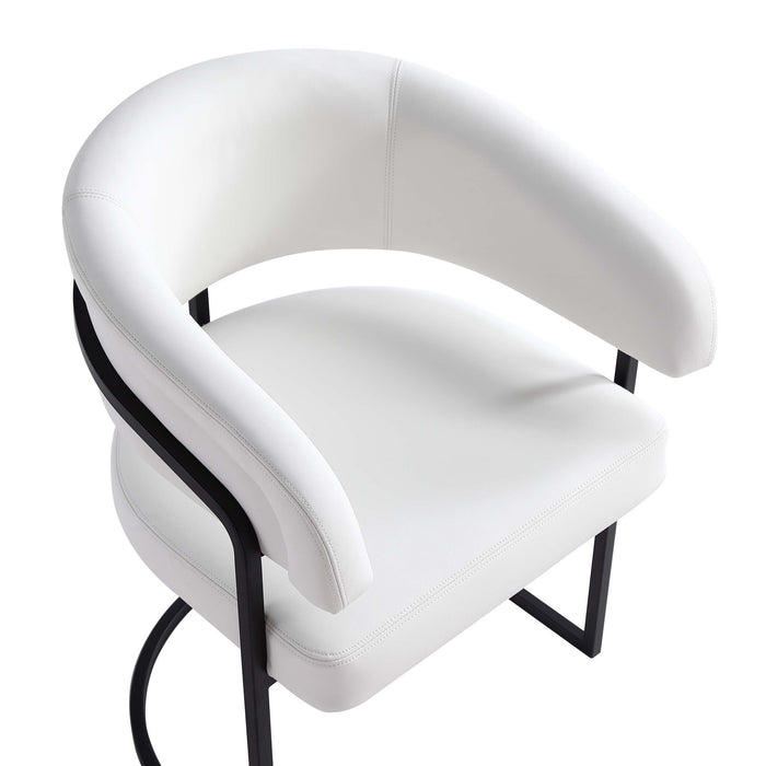 Augusta Modern Metal Vegan Leather Dining Chair in White - Set of 2