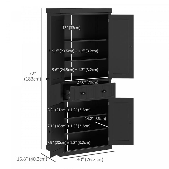 HOMCOM 72\" Kitchen Pantry, Freestanding Storage Cabinet with Drawer, Doors