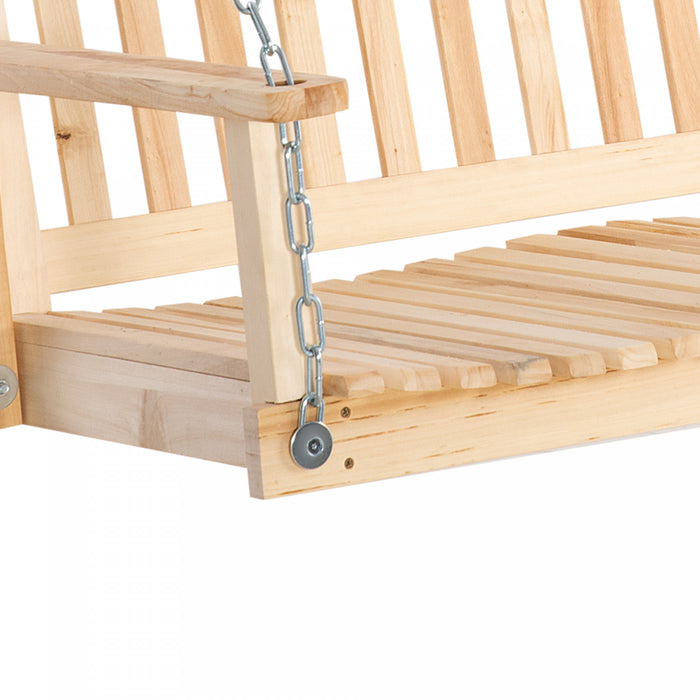 Outsunny 2-people Porch Swing Bench With 2 Hanging Chains For Deck Natural