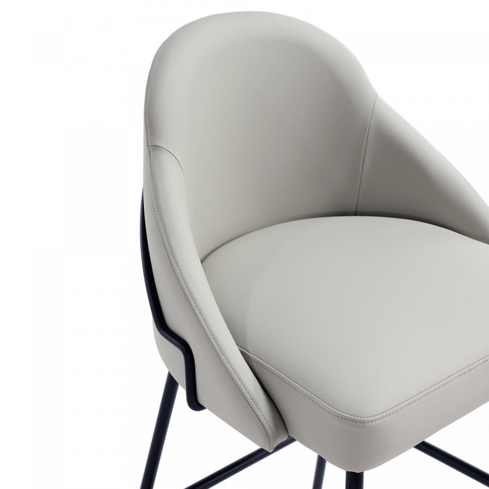 Gracie Modern Metal Upholstered Barstool in Stone Gray and Black Armoire