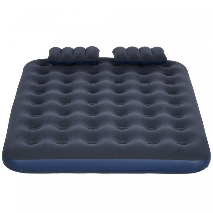 Outsunny Double Air Mattress With 2 Pillows Inflatable Twin Air Bed, Blue