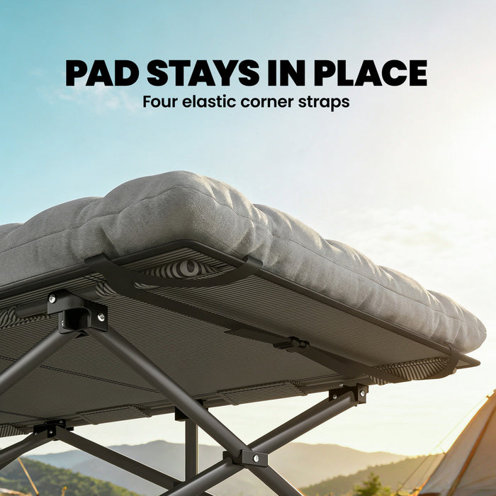 Outsunny Set of 2 Camping Cot with Pad, 32\" Extra Wide Folding Cots, Grey