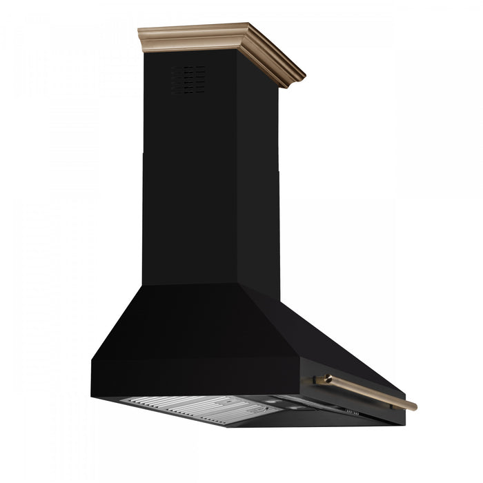 Forno Aria 48 Inch Wall-Mounted Black Range Hood-FRHWM5095-48BLK