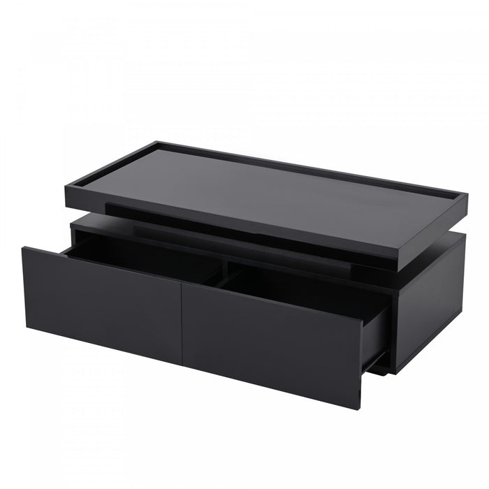 Aiden LED Coffee Table with Storage Drawers and App-Controlled Lighting,Black