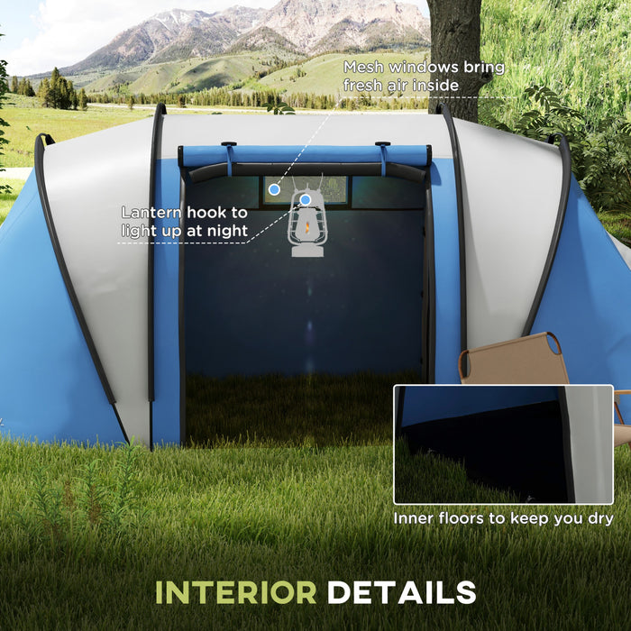 Outsunny Camping Tent with 2 Bedrooms and Living Area, 3000mm Waterproof