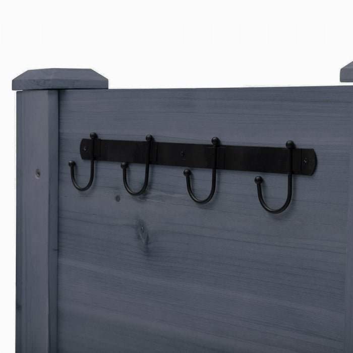 Outsunny Raised Garden Bed With Hooks, 660lb Capacity Wood Elevated Planter Box With Water Draining And Liner, Funnel Design For Vegetable, Herbs, Flower, 48\" X 24\" X 32\", Grey