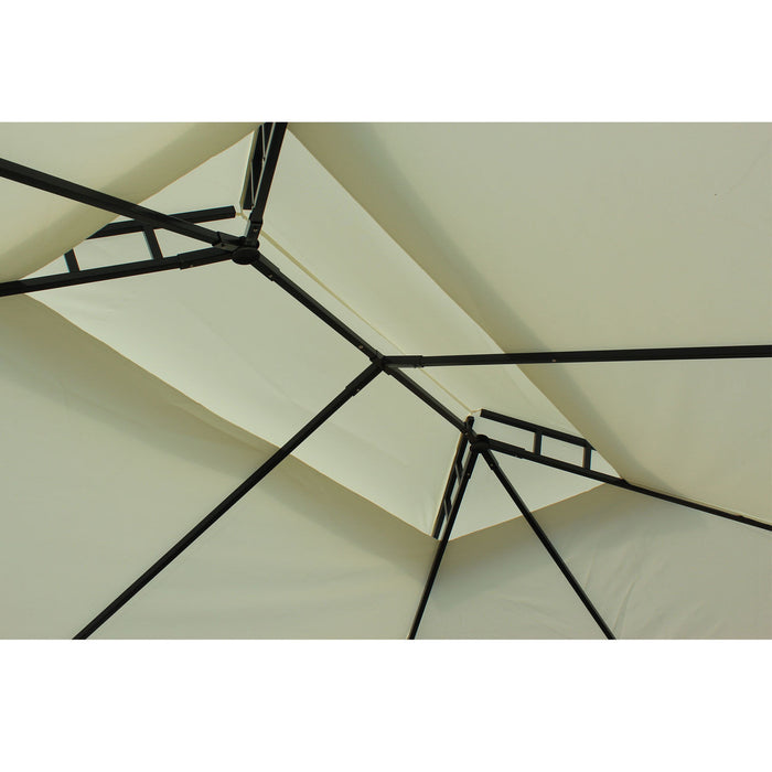 Outsunny 10x13ft Garden Gazebo Double-tiered With Curtain Outdoor Shelter Backyard Canopy Cream White