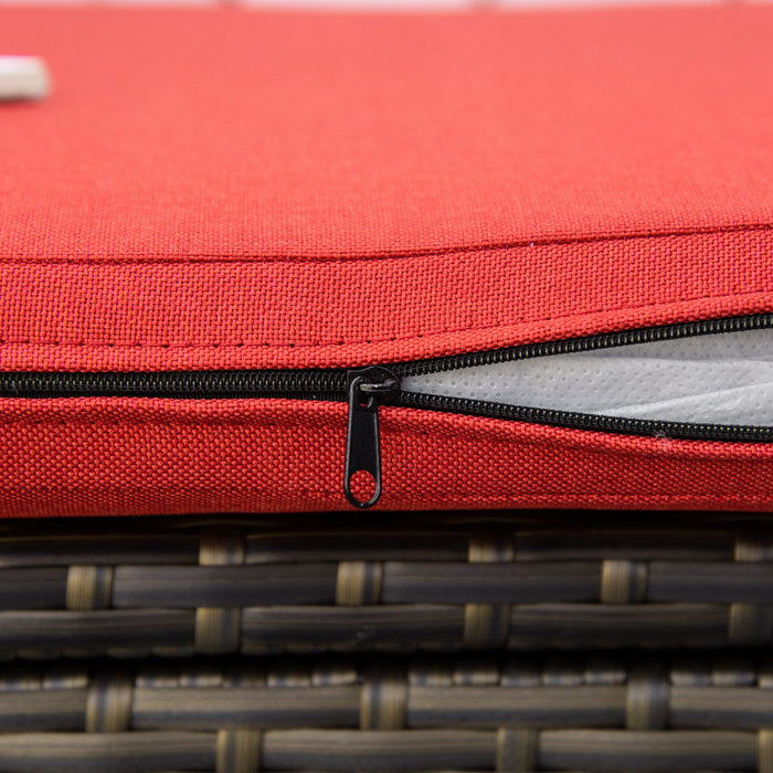 Outsunny 2-in-1 Patio Wicker Storage Bench 27 Gallon Storage Box Red