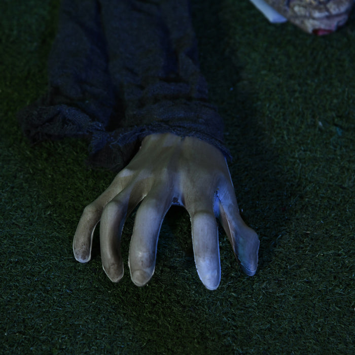 Homcom 62\" Outdoor Halloween Decoration Crawling Zombie, Sound Activated